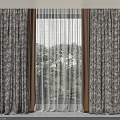 Patterned Curtains With Sheer Layer For Modern Room Window Green View