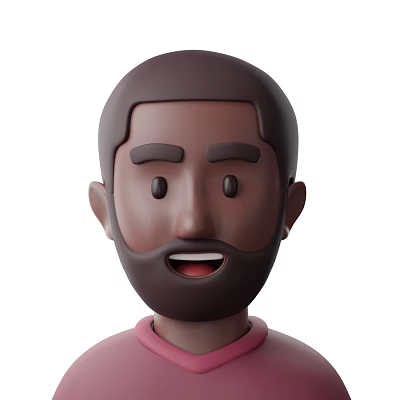 Cartoon Man With Short Hair Beard And Smiling Expression In Pink Collar 3d model