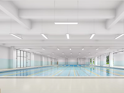Indoor Swimming Pool Area With Bright Lighting For Sports Fitness 3d model