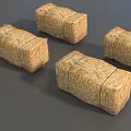 Four Tied Rectangular Hay Bales Arranged On Gray Surface For Farm Use