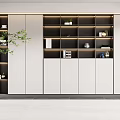 Modern Bookcase Design With Open Shelves Closed Cabinets And LED Lighting 3d model