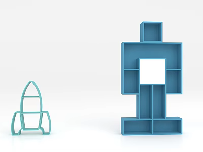 Modern Bookshelf Simple Cartoon Children's Bookshelf Children's Bookshelf 3d model