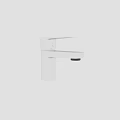 Shiny Metallic Modern Faucet With Square Handle For Home Bathroom Use