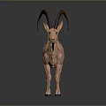 Realistic Brown Antelope With Long Curved Horns Smooth Coat And Erect Ears Standing