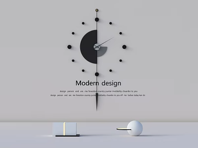 Modern Design Wall Clock with Black Dial Minimalist Style on White Background 3d model
