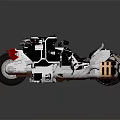 Futuristic Mechanical Motorcycle With Armored Body Track Wheels And Exposed Engine