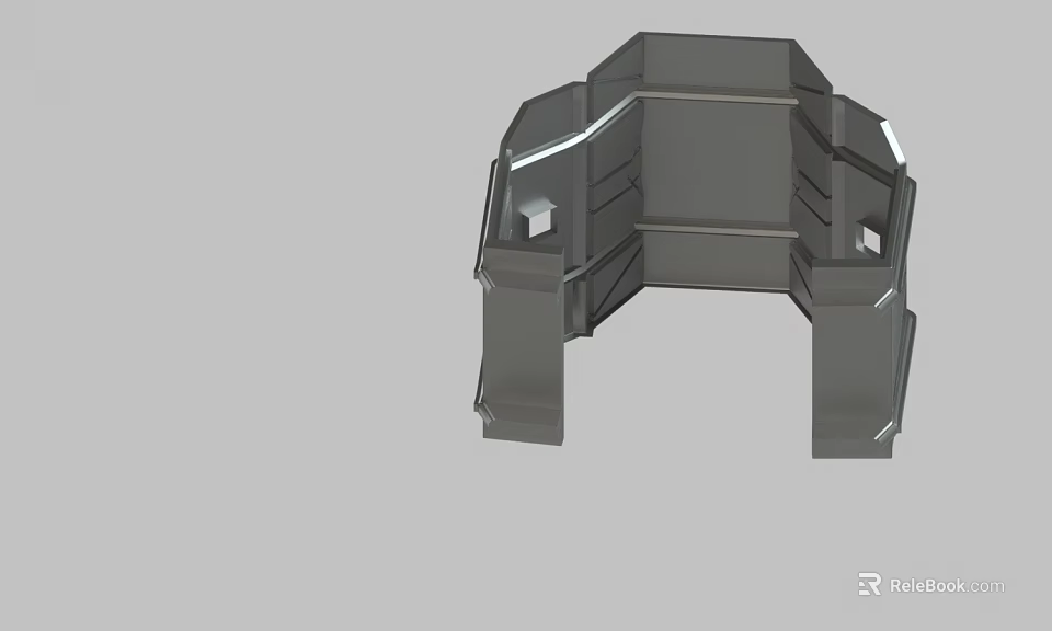 Detailed Gray 3D Mechanical Component With Geometric Structure And Industrial Design 3d model