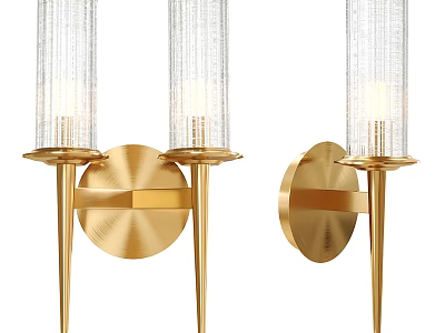 Modern Gold Wall Lamps With Transparent Glass Shades And Sleek Contemporary Design 3d model