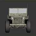 Vintage Off Road Jeep With Camouflage Pattern Open Top And Checkered Seats