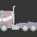 Lego Style Red And Blue Truck Model With Cab Trailer And Wheels