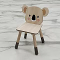 Wooden Children's Chair with Koala Shaped Backrest and Cute Face Design for Kids