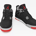 Black Sports Sneakers With Red Logo Gray Sole And Perforated Design