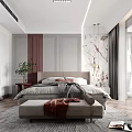 Modern Bedroom Interior Design With Tufted Headboard Area Rug And Pendant Lights