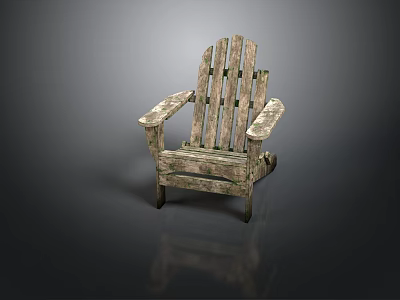 Rustic Wooden Outdoor Chair Featuring Natural Wood Grain And Armrests 3d model
