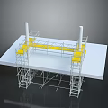 Furniture Scaffolding Structure With White Platform Yellow Components And Columns 3d model