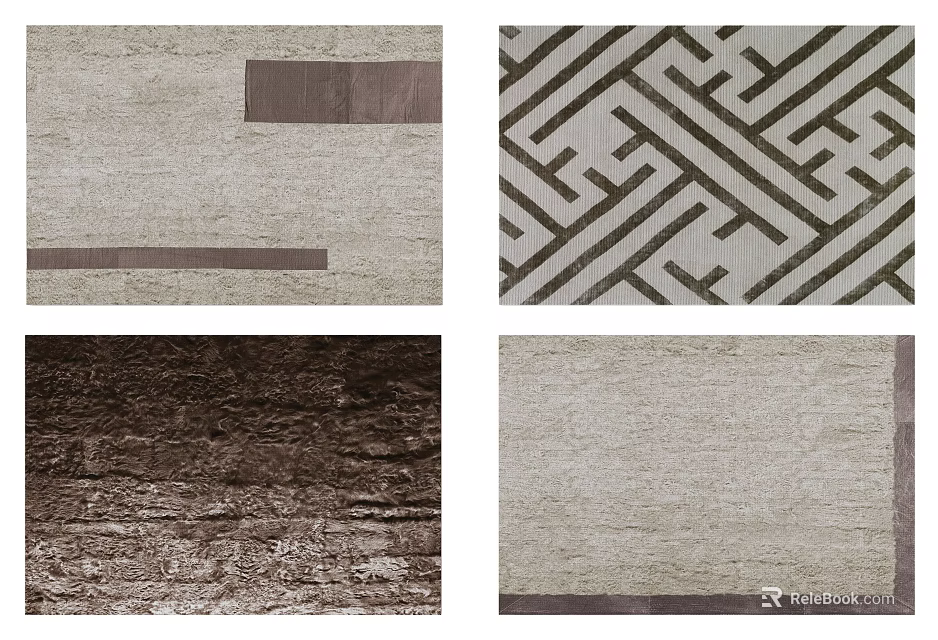 Square Rugs With Various Geometric Patterns Textured Designs And Modern Styles 3d model
