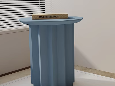 Blue Fluted Side Table With A Book On Top In Modern Interior Design 3d model