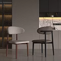 White And Beige Single Chairs With Wooden And Black Metal Legs In Modern Interior