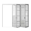 Modern Sleek Hinged Doors With Black Frames And Clear Glass Panels