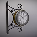 Vintage Wall Clock With Iron Bracket Scroll Design And Roman Numeral Dial 3d model