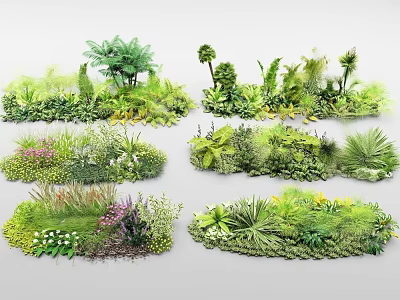 Tree Pit Landscaping With Diverse Green Plants And Lush Foliage Design 3d model