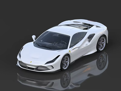 White Luxury Sports Car With Sleek Design Alloy Wheels Transparent Roof And Reflection 3d model