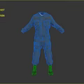 Brown Workwear Jumpsuit With Multiple Pockets White Collar Waist Belt And Gray Boots