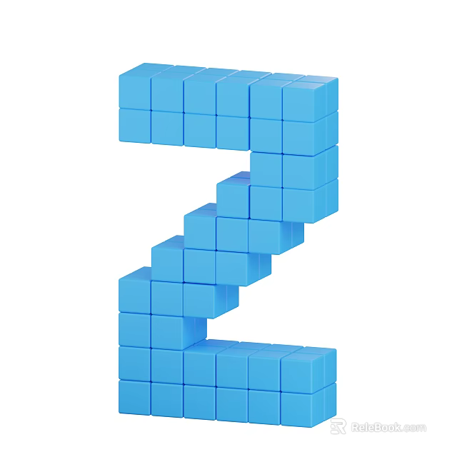 Blue Building Blocks Forming A Letter Z Shape On White Background 3d model 