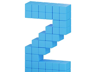 Blue Building Blocks Forming A Letter Z Shape On White Background 3d model
