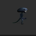 Cartoon Style Dark Colored Creature Character With Sharp Teeth Claws And Slender Body