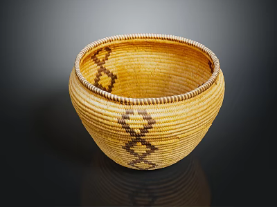 Traditional Handwoven Storage Basket With Natural Fiber And Intricate Woven Pattern 3d model