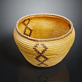Traditional Handwoven Storage Basket With Natural Fiber And Intricate Woven Pattern