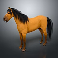 Realistic Brown Reptile With Black Mane And Tail Standing On Gray Background