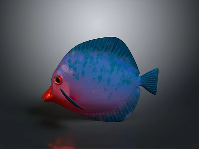 A Colorful Aquatic Fish With Blue And Purple Body Red Eyes Mouth And Blue Fins 3d model
