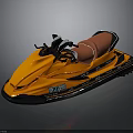 Stylish Orange Jet Ski Watercraft With Red Seat And Black Accents