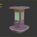 Elegant Modern Information Kiosk With Green Display Screen And Sturdy Base Platform