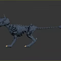 Blue Mythical Canine Creature With Black Patterns Horns Sharp Fangs And Claws 3D Fantasy Model