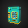 Commercial Teal And Yellow Vending Machine With Digital Display And Drink Shelves