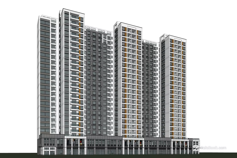 Modern High Rise Residential Buildings With Contemporary Exterior And Balcony Design 3d model 