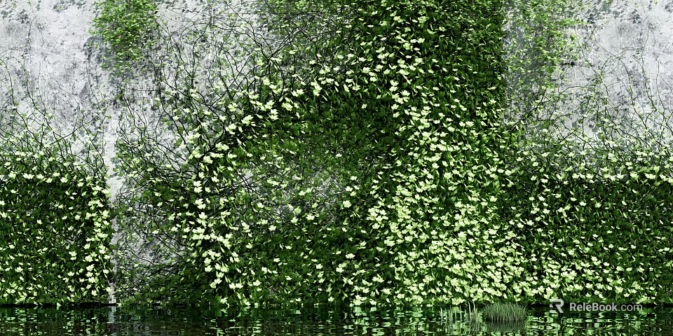 Vertical Living Plant Wall With Lush Green Foliage And Decorative Home Garden Design 3d model 