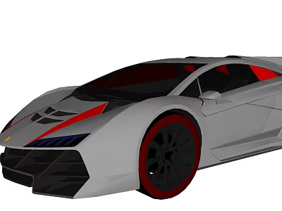 Silver Sports Car With Sleek Modern Design And Red Accent Rims 3d model