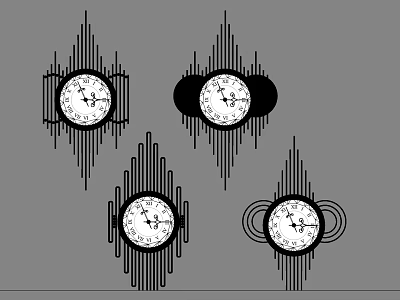 Decorative Wall Clocks With Artistic Radial Lines And Circular Frames Design 3d model