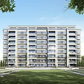 modern residential building multi-storey residence 3d model