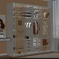 Sleek Modern Wardrobe with Glass Doors Hanging Clothes Folded Items and Storage Drawers