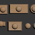 Multiple Wooden Stamps with Various Base Shapes and Reflections on Black Background