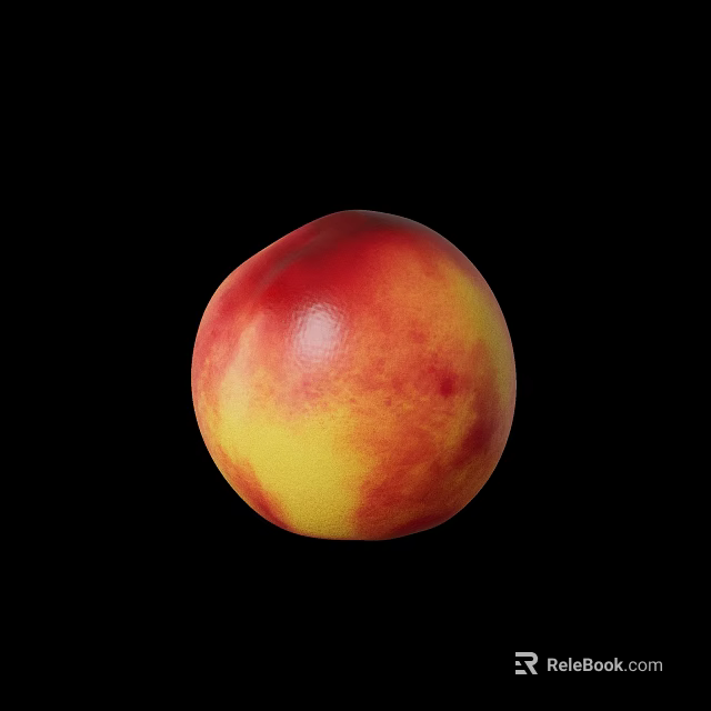 Fresh Ripe Peach With Red And Yellow Skin On Black Background 3d model 