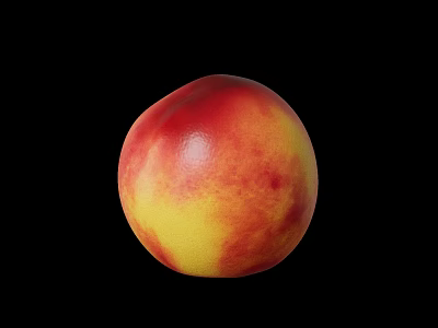 Fresh Ripe Peach With Red And Yellow Skin On Black Background 3d model