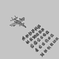 Military Weapon Models Display Featuring Various Types And Fighter Aircraft Model 3d model