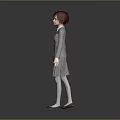 Red Haired Girl In Gray School Uniform With Red Tie White Stockings And Black Shoes