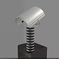 Illuminated Modern Table Lamp With Black And White Striped Base And Transparent Striped Shade